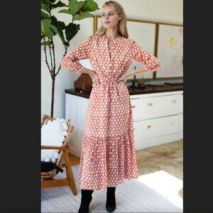 Emerson Fry India Collection Frances Dress Maxi Gigi Print Long Sleeve Maxi S
